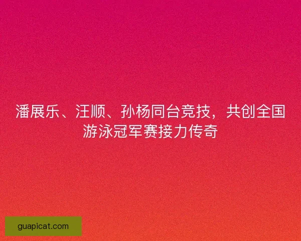 潘展乐、汪顺、孙杨同台竞技，共创全国游泳冠军赛接力传奇