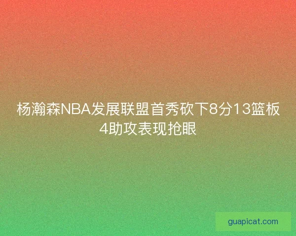 杨瀚森NBA发展联盟首秀砍下8分13篮板4助攻表现抢眼