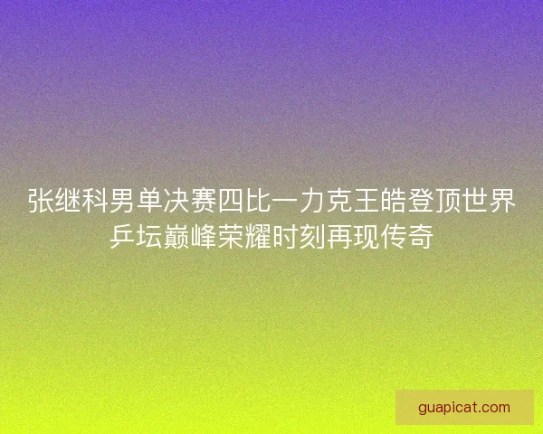 张继科男单决赛四比一力克王皓登顶世界乒坛巅峰荣耀时刻再现传奇