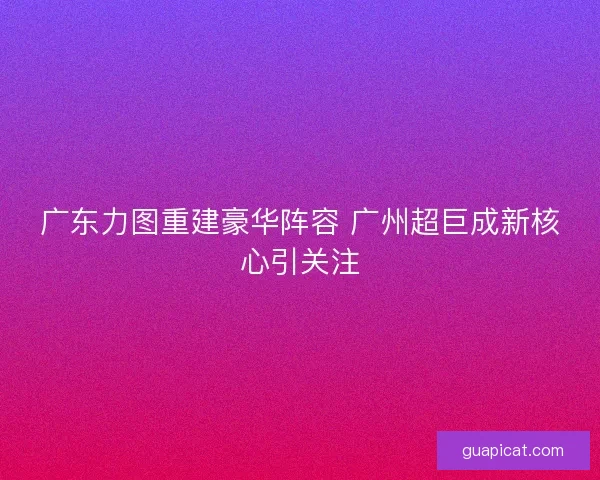 广东力图重建豪华阵容 广州超巨成新核心引关注 广东力图重建豪华阵容 广州超巨成新核心引关注