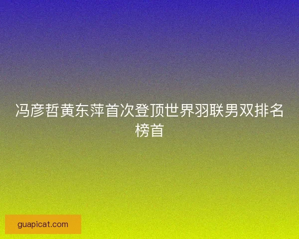 冯彦哲黄东萍首次登顶世界羽联男双排名榜首